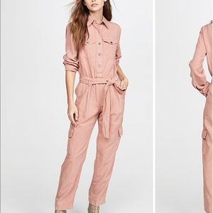 Alice and Olivia dusty rose cargo jumpsuit with zipper in back worn once size 2